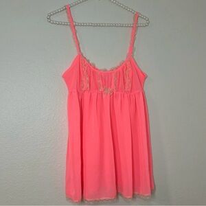 Hot Pink Victoria's Secret lace trim babydoll top/slip